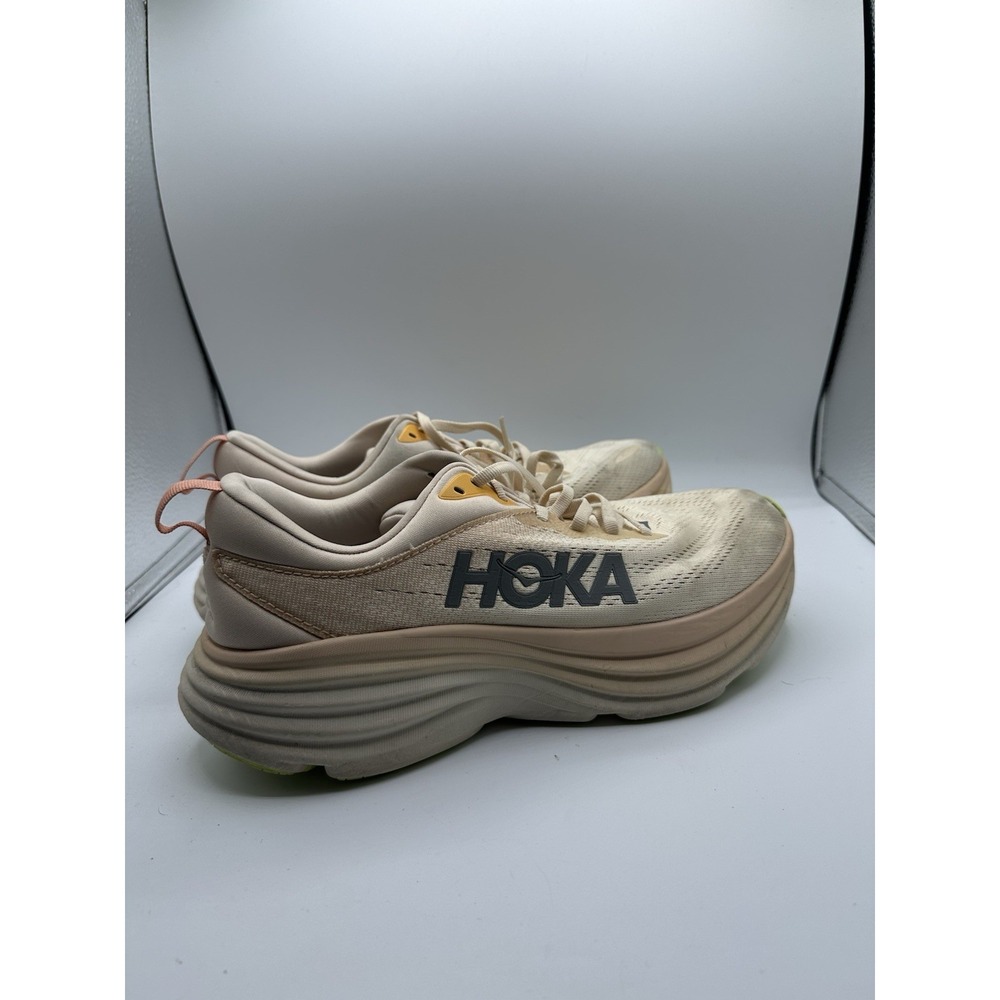 HOKA Bondi 8 Womens 11B Running Shoes White Beige Cream 1127952 CMV